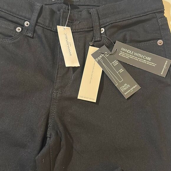 "New" Banana Republic Black Zip Fly Mid Rise Skinny Fit Jeans Ladies Size 27/4 - Picture 4 of 10